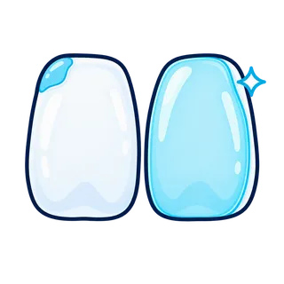 Icon comparing dental bonding and a porcelain veneer