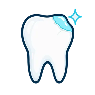 Icon of a repaired chipped front tooth