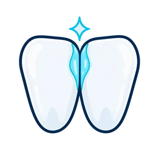 Icon of a closed gap between two front teeth