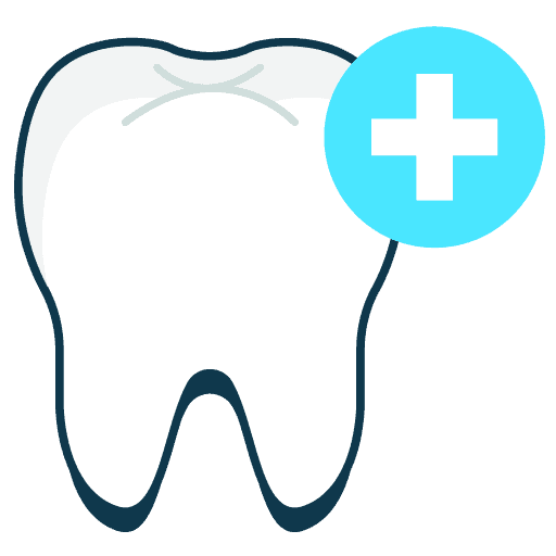 Illustration of a tooth with a blue medical cross symbol, representing dental care or dental health services in Dental Grande Prairie.