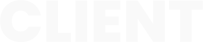 The word "CLIENT" in large, bold, white capital letters on a black background, perfect for a dental Grande Prairie clinic branding.