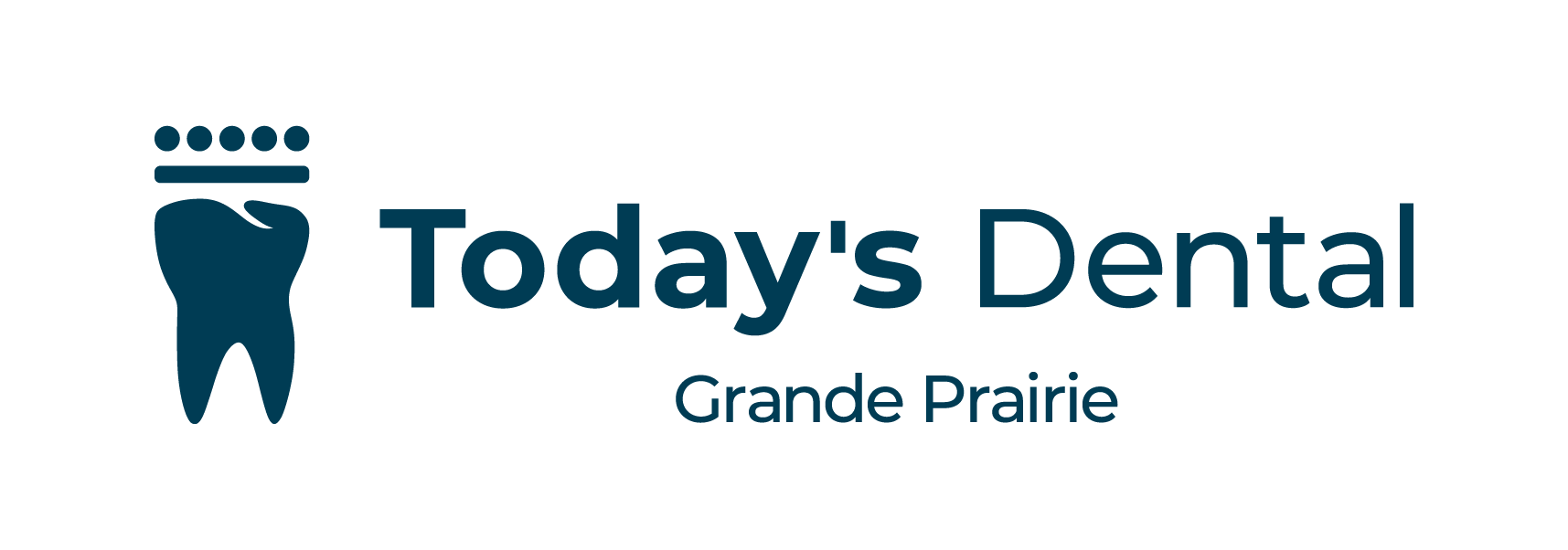 Logo for Today's Dental Grande Prairie, featuring a stylized tooth icon next to the clinic name in blue text, representing trusted dental Grande Prairie care.